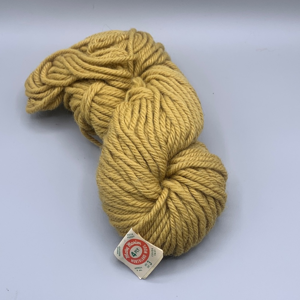Vintage Mary Maxim Northland Wool 4 ply Approximately 4 oz. Dye Lot 3 Gold